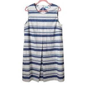 J. McLaughlin Dress Womens XL Blue White Tracy Striped Sleeveless Cotton Coastal